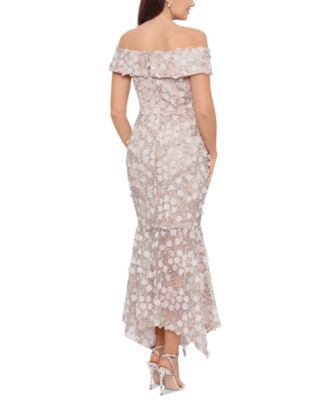 XSCAPE 3D-Floral Off-The-Shoulder Gown ...